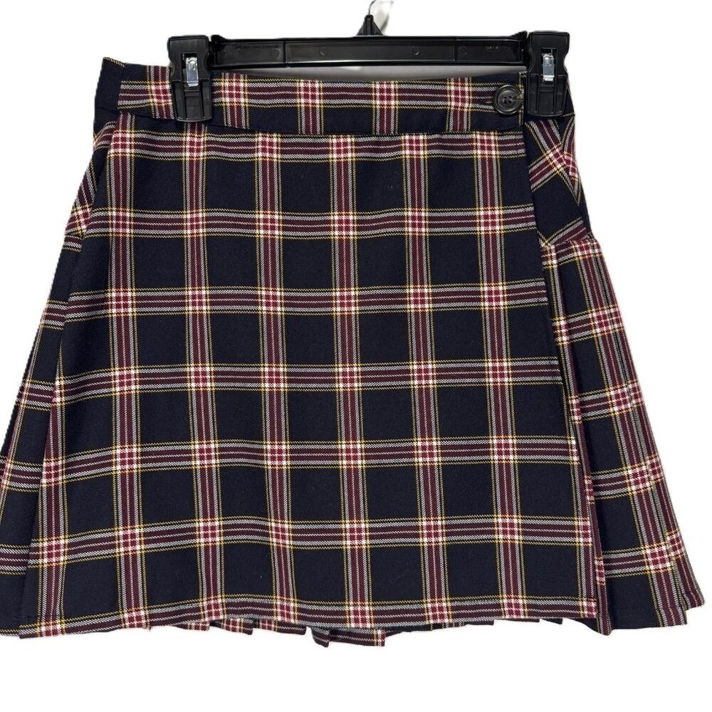 Plaid Wrap Pleated Mini Skirt Juniors M Womens S Preppy Dark Academia Y2K Grunge - Picture 4 of 8